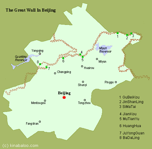 Map of the Great Wall near Beijing.