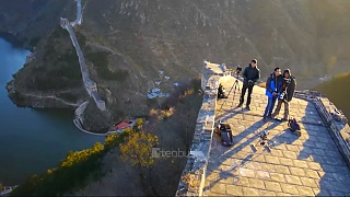 The Great Wall of China 长城 in autumn. Sections of the Great Wall near BeiJing, including HuangHua, filmed from a small, remote-controlled quad-copter drone; awesome ... 