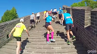 The Great Wall 长城 of China Marathon, May 2015 and 2016. HuangYaGuan Great Wall, near TianJin, one hour east of BeiJing by high speed rail, by the coast.  * 2015 ...      * 2016 ...   Race day film with Liza ...  