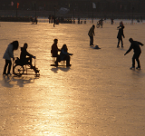 Winter sunset at QianHai and HouHai Lakes, Beijing.